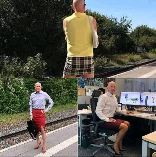 Happily Married Man Wears A Skirt And High Heels To Work Every Single Day