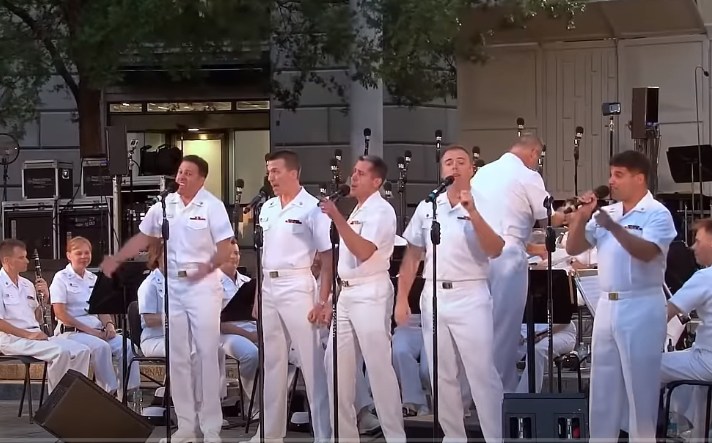 Group Of Soulful Navy Sailors Steps To The Stage To Perform Songs From 60s But Wait Till The Music Starts