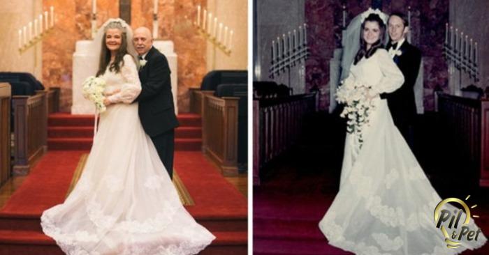 After 50 years of marriage, this adorable couple posed for 12 wedding photos, declaring that “love in their life never evaporated.”