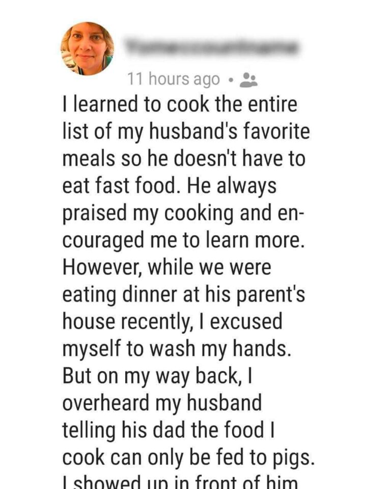 While my husband praised my food in front of me, he called it «something that can only be fed to pigs» in front of his parents