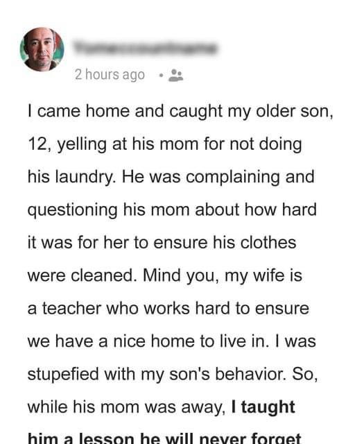 Dad Catches Son, 12, Yelling at Hardworking Mom for Not Doing His Laundry