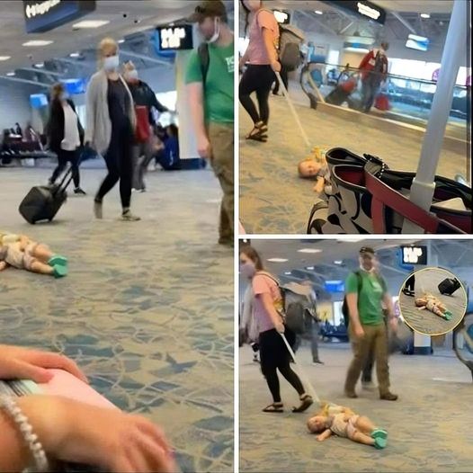 Mom slammed online for dragging her baby through airport on a leash