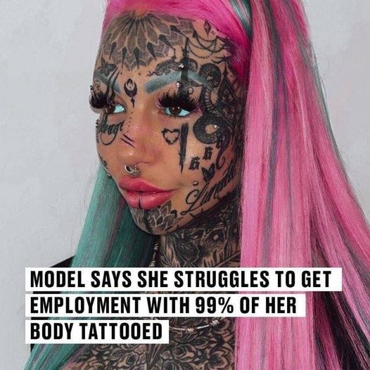 Model Luke Says She Struggles To Get Employment With 99% Of Her Body Tattooed