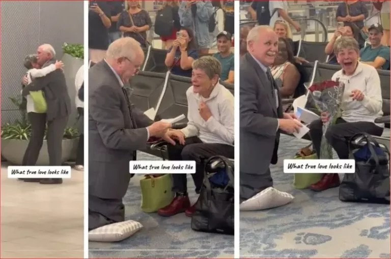 60-Year Reunion Surprise: 78-Year-Old Man Proposes to Long-Lost Love at the Airport!