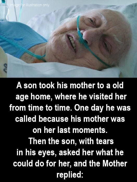 A son took his mother to a old age home, where he visited her from time to time.